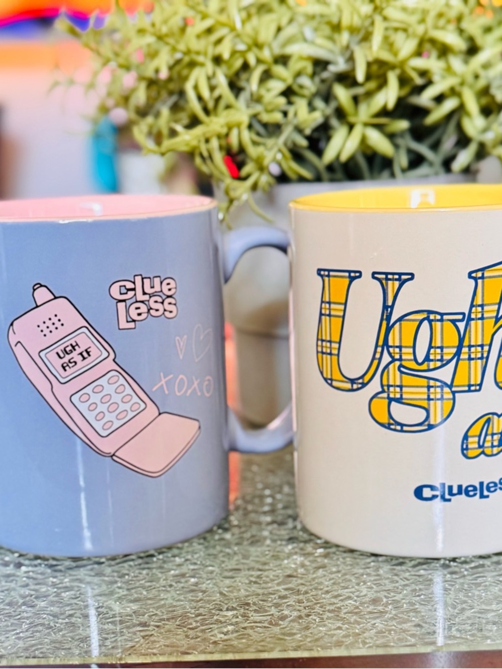 Clueless Graphic Coffee Mugs - Pastel Blue & Cream